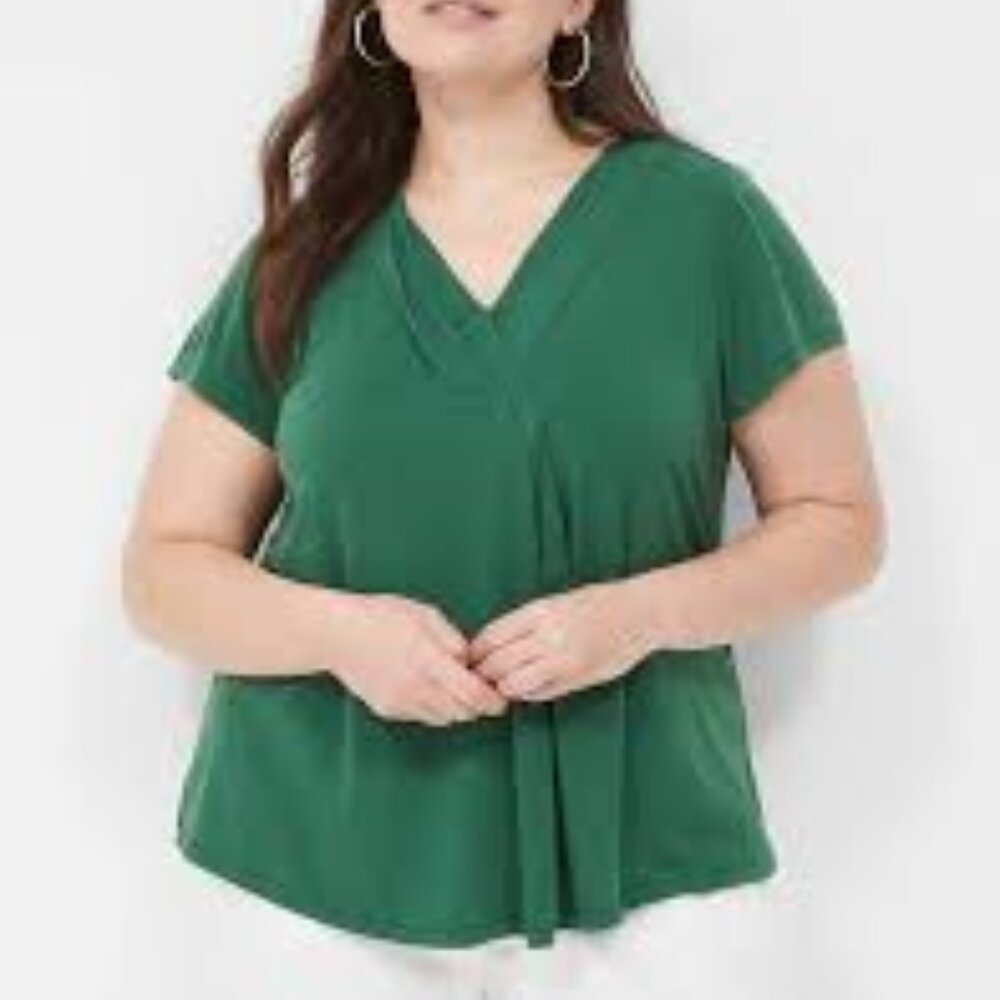Lane Bryant - Cap-Sleeve Pleat-Front Top
